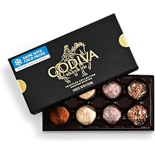 Godiva Signature Truffle Gift Box, Belgian Dark and Milk Chocolates with Ganache Center, Gourmet Gift for Father's Day, Birthdays, Kosher, 8 Pc