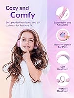 Vista 4 de iClever BTH03 - Auriculares Bluetooth para niños, volumen seguro, luces LED coloridas, tiempo de reproducción de 25 horas, micrófono de sonido