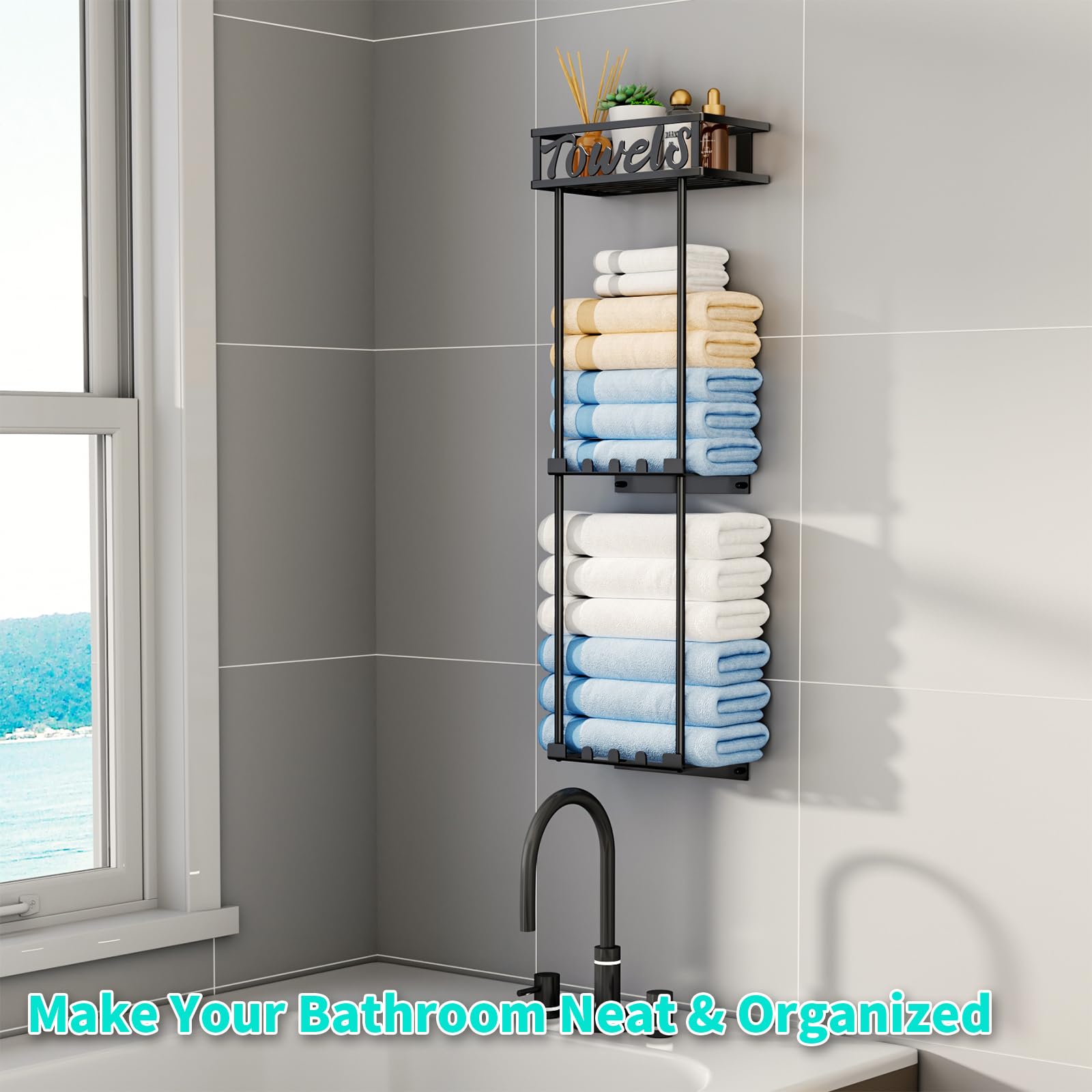 Amazon.com: HapiRm Towel Rack Bathroom Storage - 3 Tier over The 