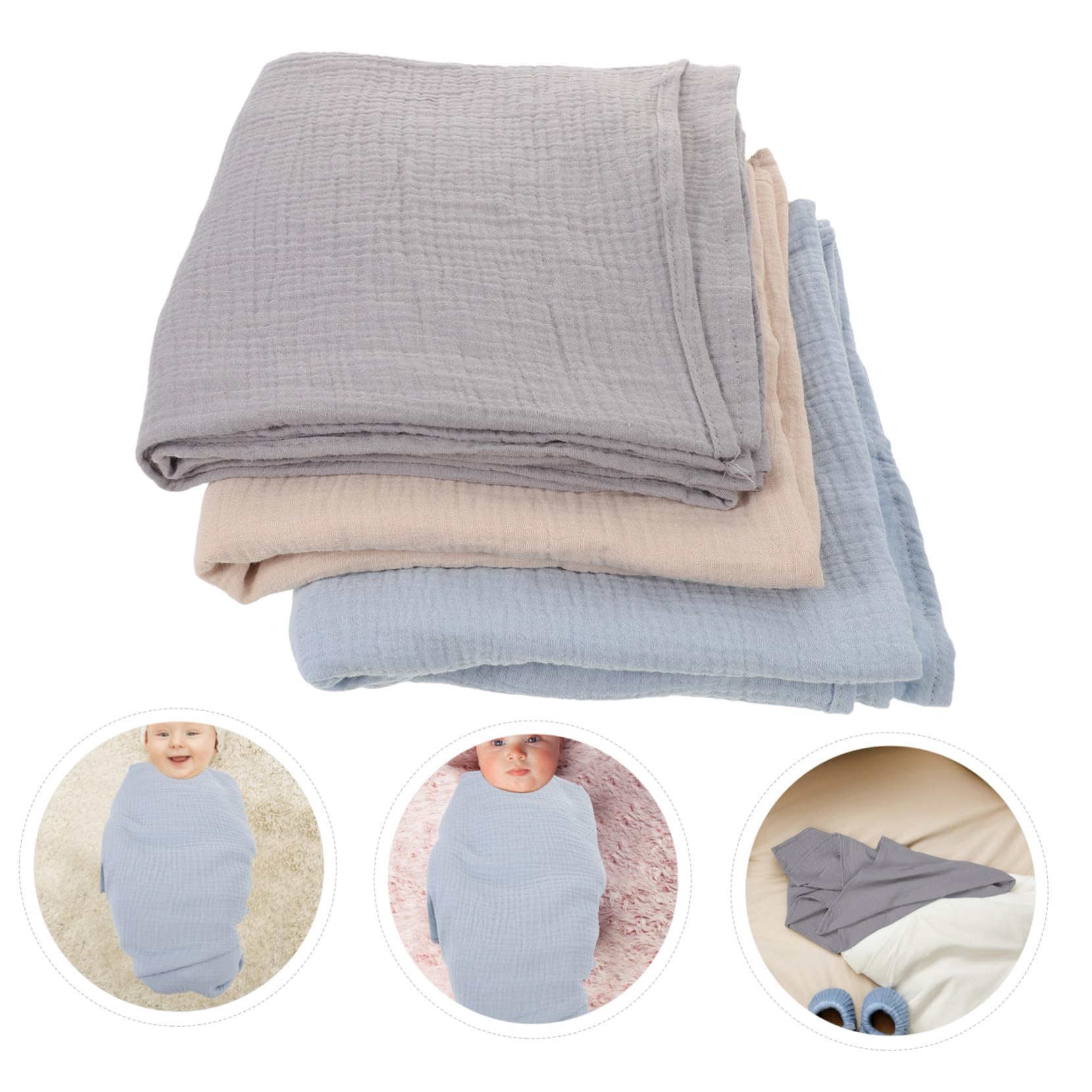 3 Pezzi Copertine Mussola per Ragazzo Ragazza Avvolgenti Morbide Traspiranti Coperte Ragazzo Ragazza Unisex per Sonno e Bagnetto Calma