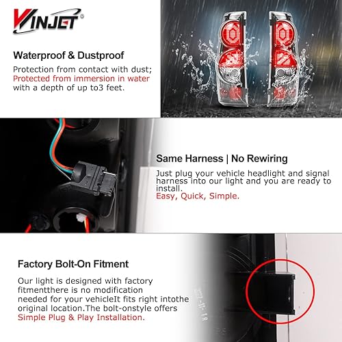 Miniatura 6 de Winjet Luces traseras LED aptas para Chevrolet Silverado 1999-2006 y 1999-2003 GMC Sierra montaje de luz trasera con luz LED intermitente/luz de