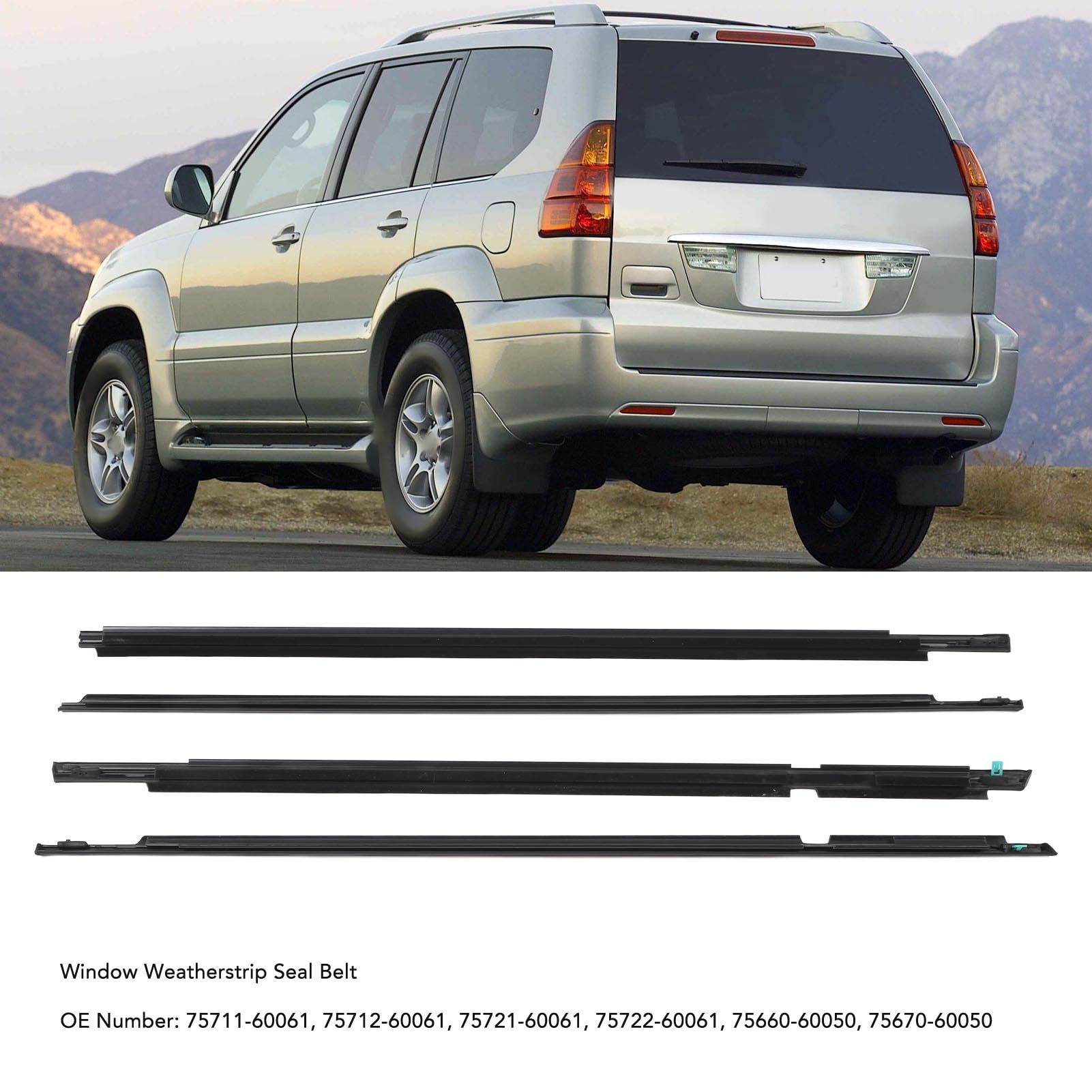 Ceinture d'étanchéité pour Vitres de Voiture, 4 Pièces, 75711 – 60061, Remplacement pour Land Cruiser Prado Série 120 2003 à 2009