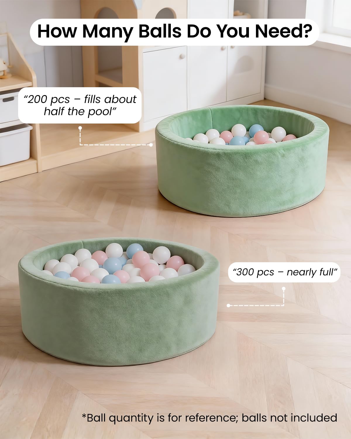 Piscine à Balles pour Bébé, Bac à Balles Rond en Mousse 90 x 30 cm, Vert