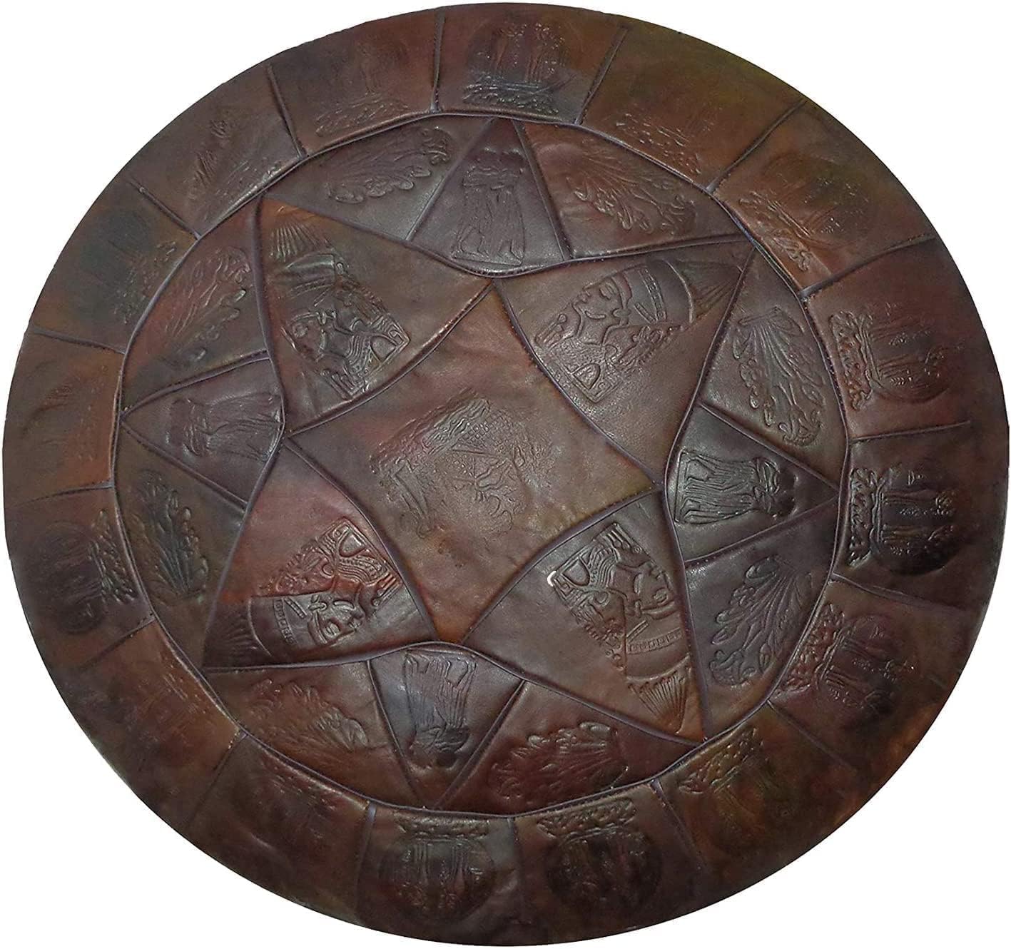 Authentic Ottoman Pouf – Handmade Genuine Leather Floor Cushion/Footstool, Egyptian & Moroccan Style, 48cm, Brown