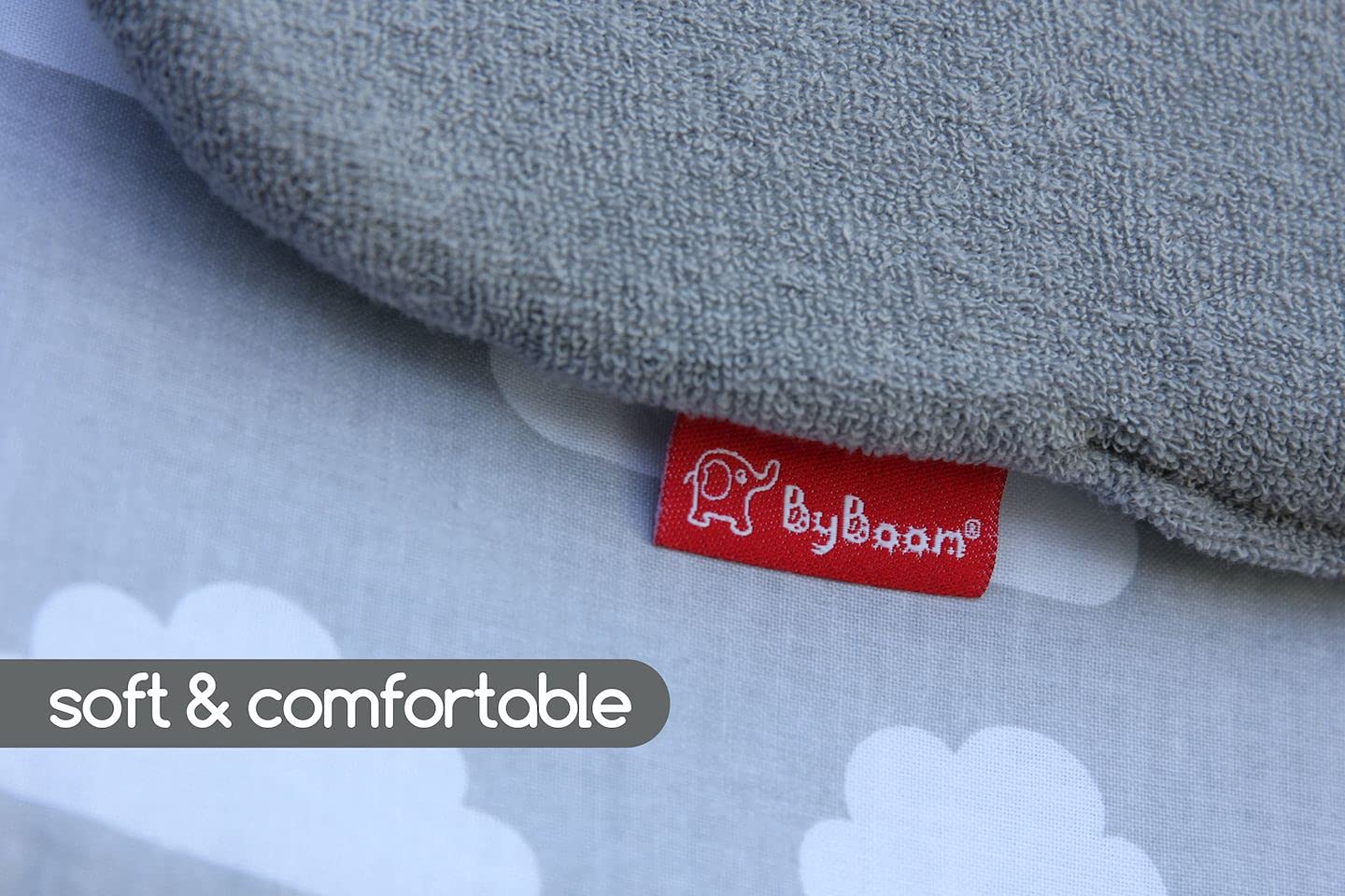 ByBoom Basics imbottitura per il seggiolino del bebè, 77x32 cm, per ovetto, passeggino, buggy, p.es. per Maxi-Cosi, Inglesina, Chicco, Peg Perego, con lato in 100% cotone e lato in spugna, Made in EU