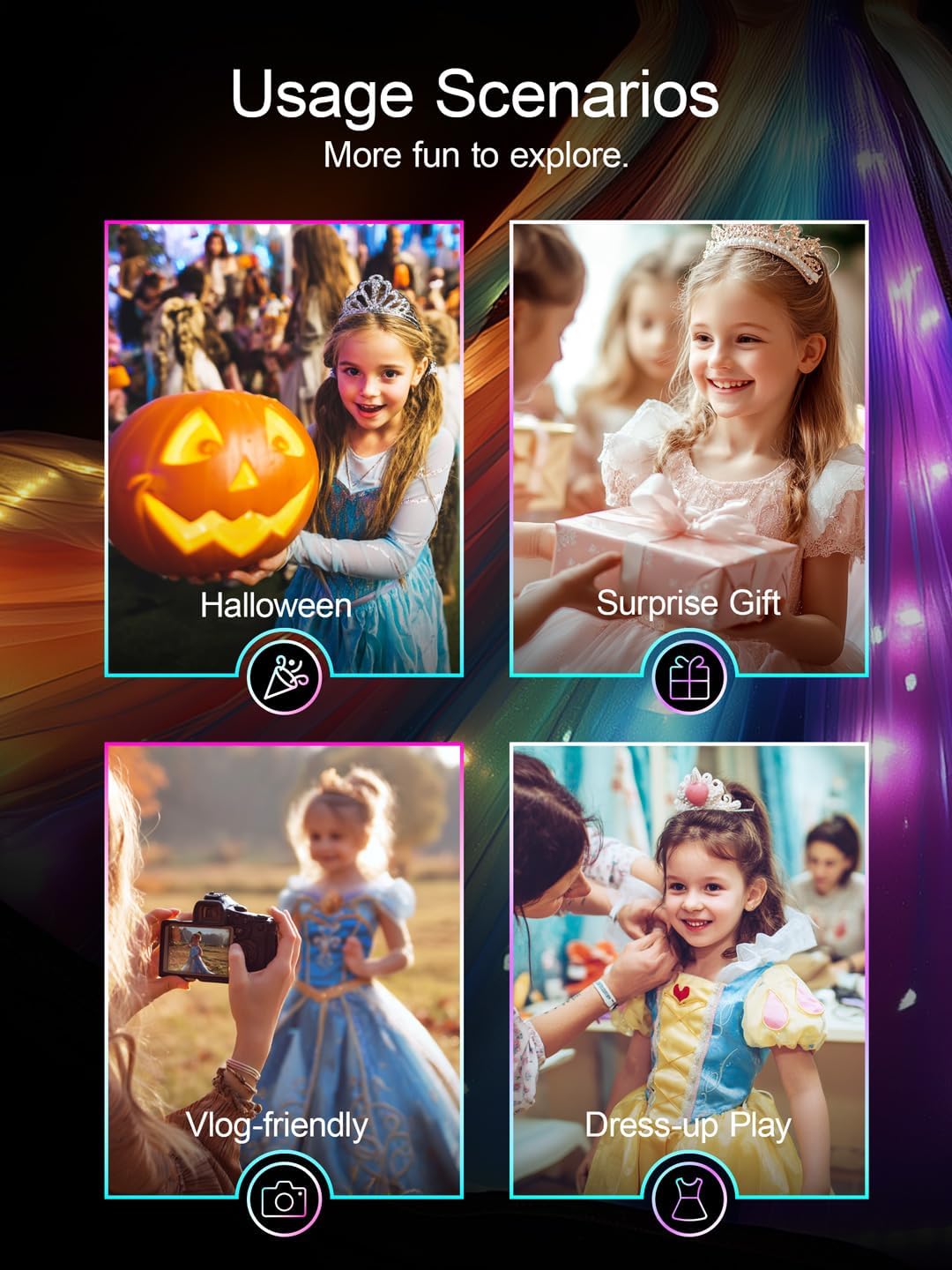 Princess Costume for Girls, RGB Light Up Toddler Dress up & Syncs Music App Control with Accessories for 3-10 Girls - Image 8