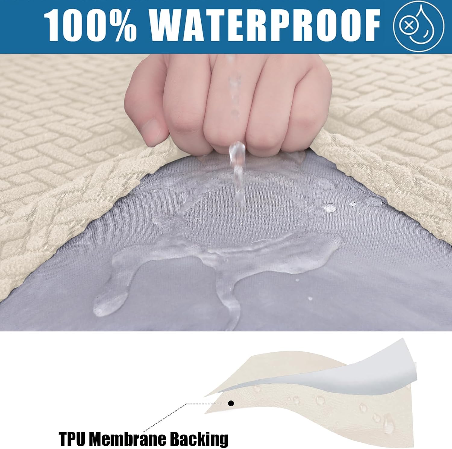 Smiry Waterproof Couch Cushion Covers, Non Slip Seat Cushion Covers image 2