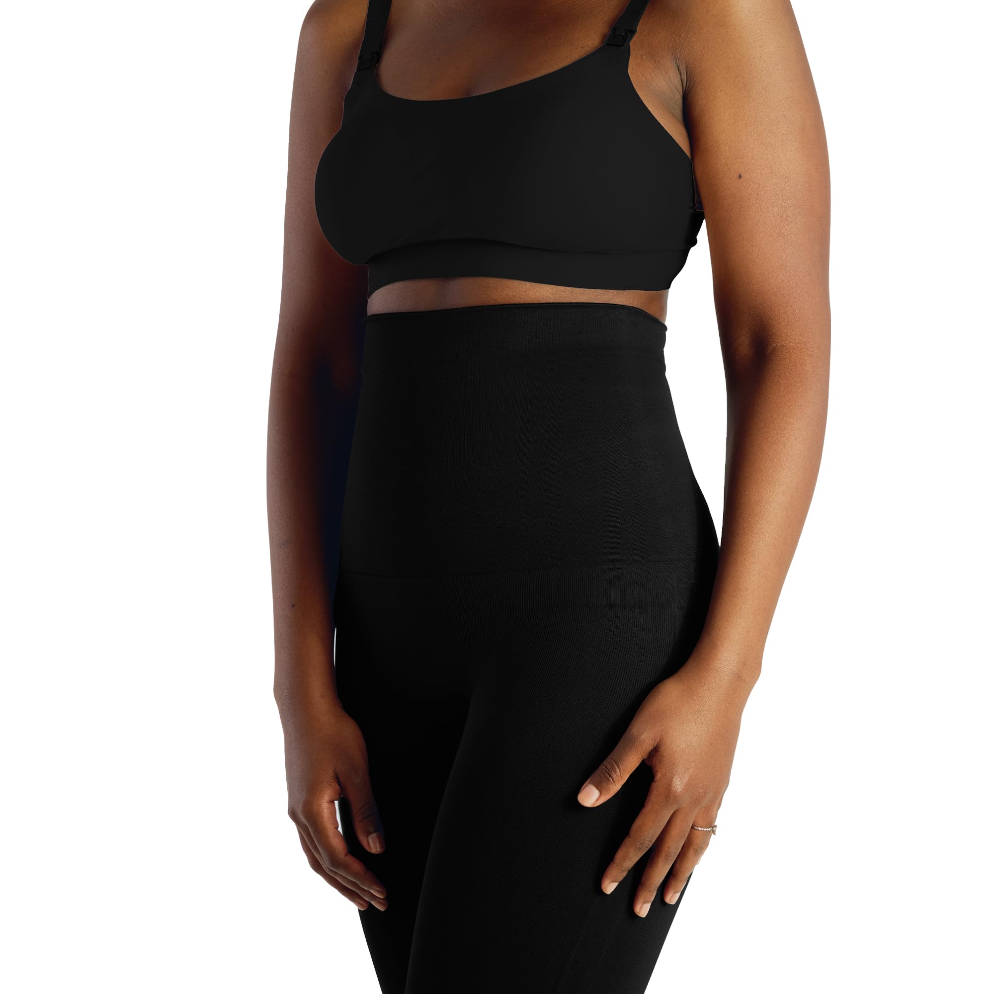 Belly Bandit Mother Tucker - Leggings Capri da donna a compressione, senza cuciture e traspirante, in maglia, Nero , XL