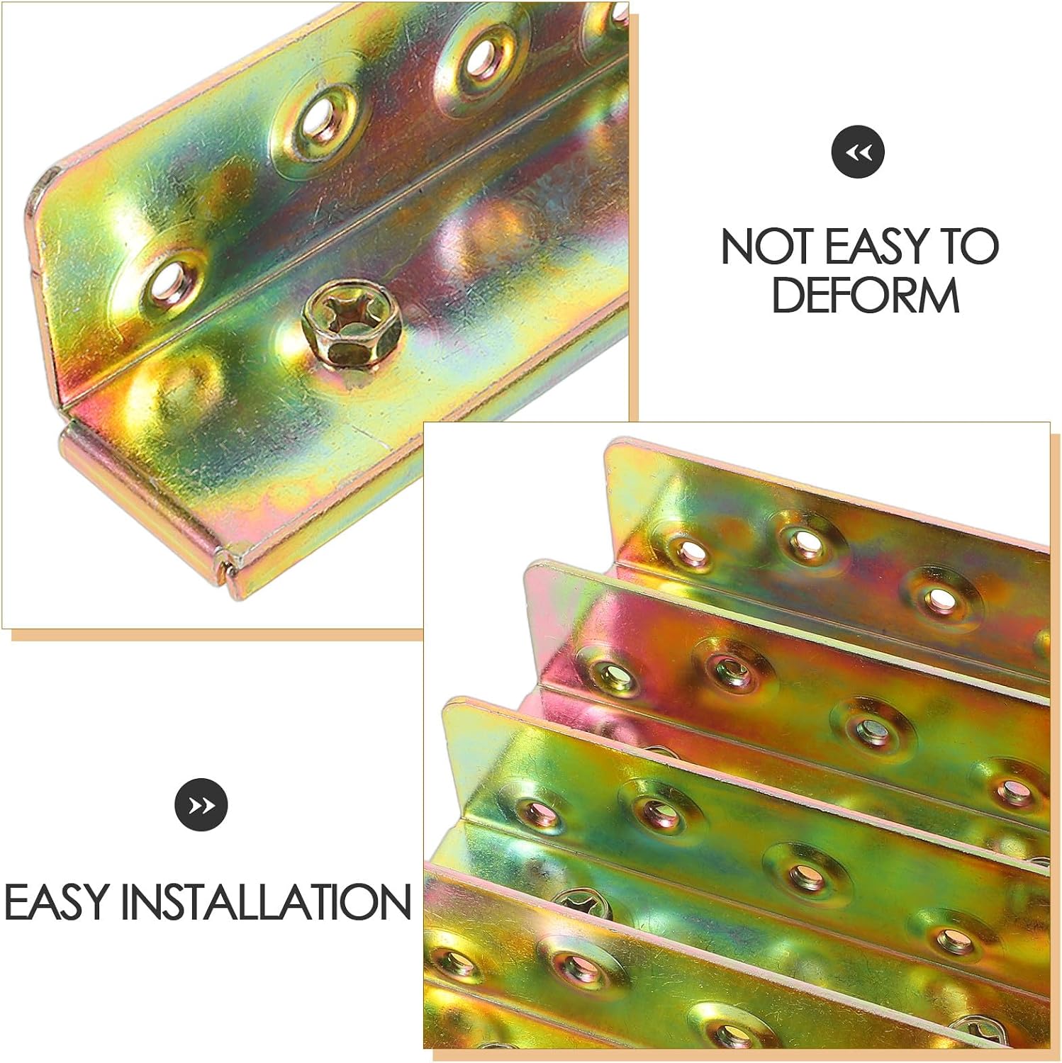 4Pcs Bed Frame Connector Bracket Hinges - Heavy Duty Iron Replacement Part for Headboard Footboard with Screws 5.82x1.73x1.38in