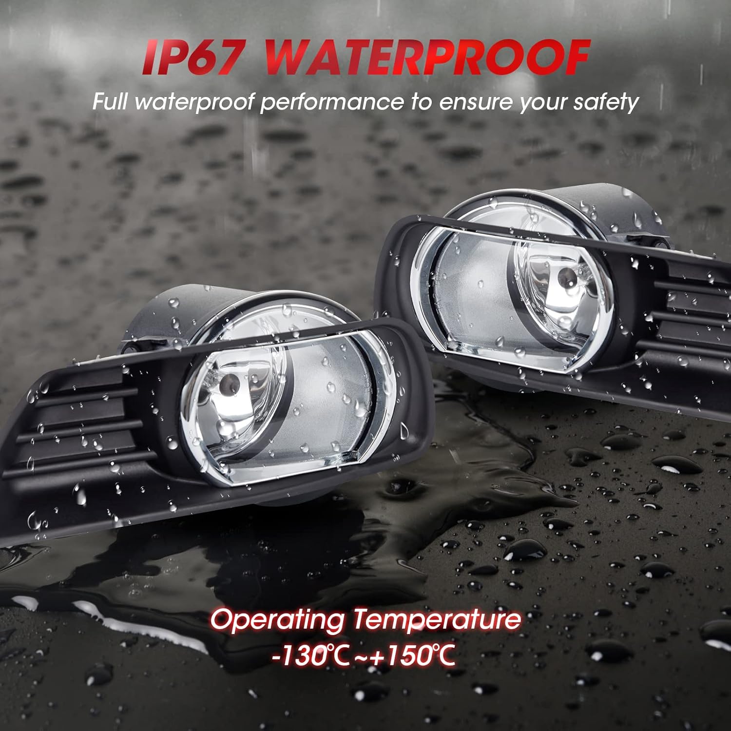 Fog Lights Assembly Replacement For 2007 2008 2009 Toyota Camry With Halogen Bulbs Included Switch And Wiring Kit(Clear Lens