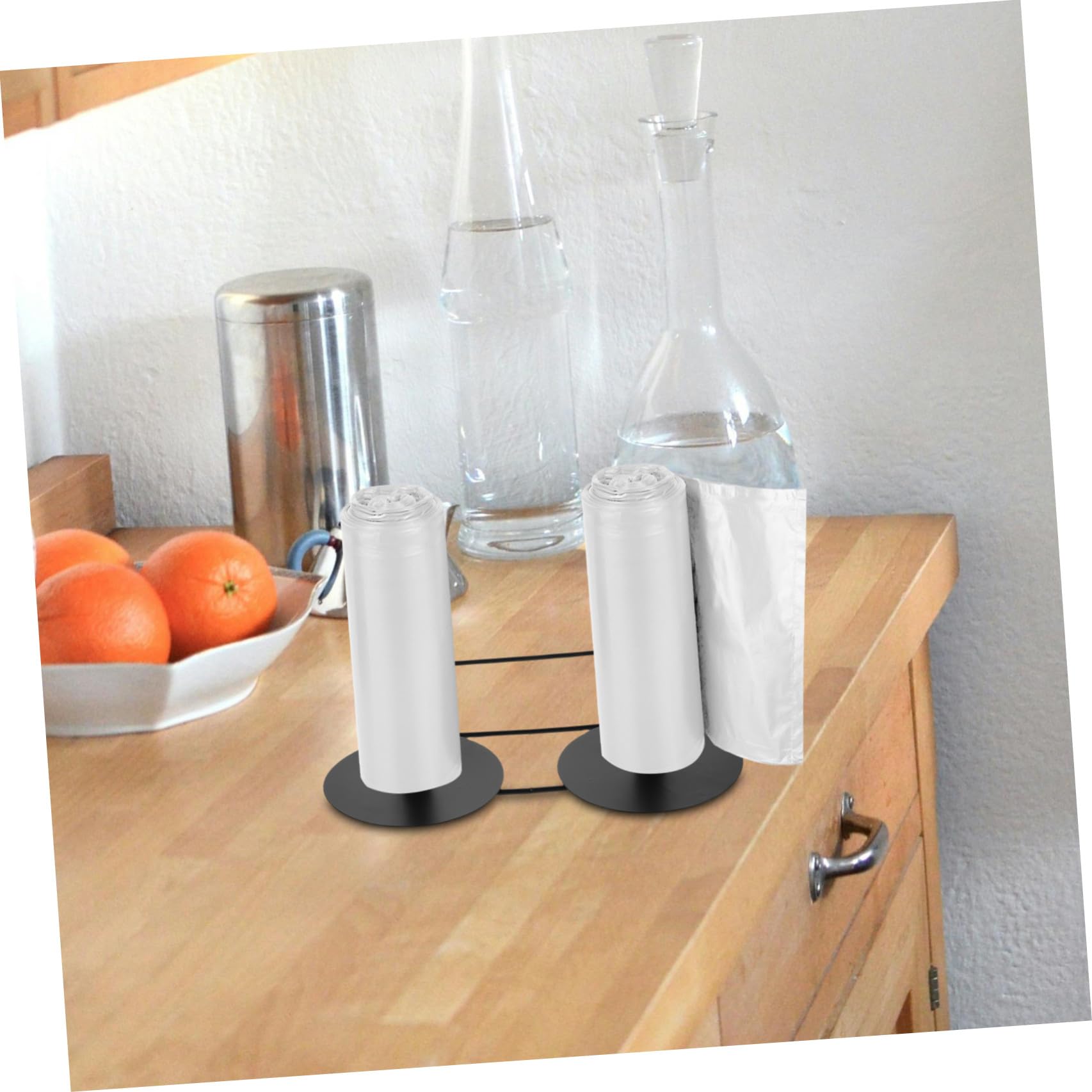 Organizador para Bolsas de Plástico Doble Cabezal de Acero Inoxidable, Soporte Colgante Adaptable para Supermercados y Comercios Montaje Sencillo