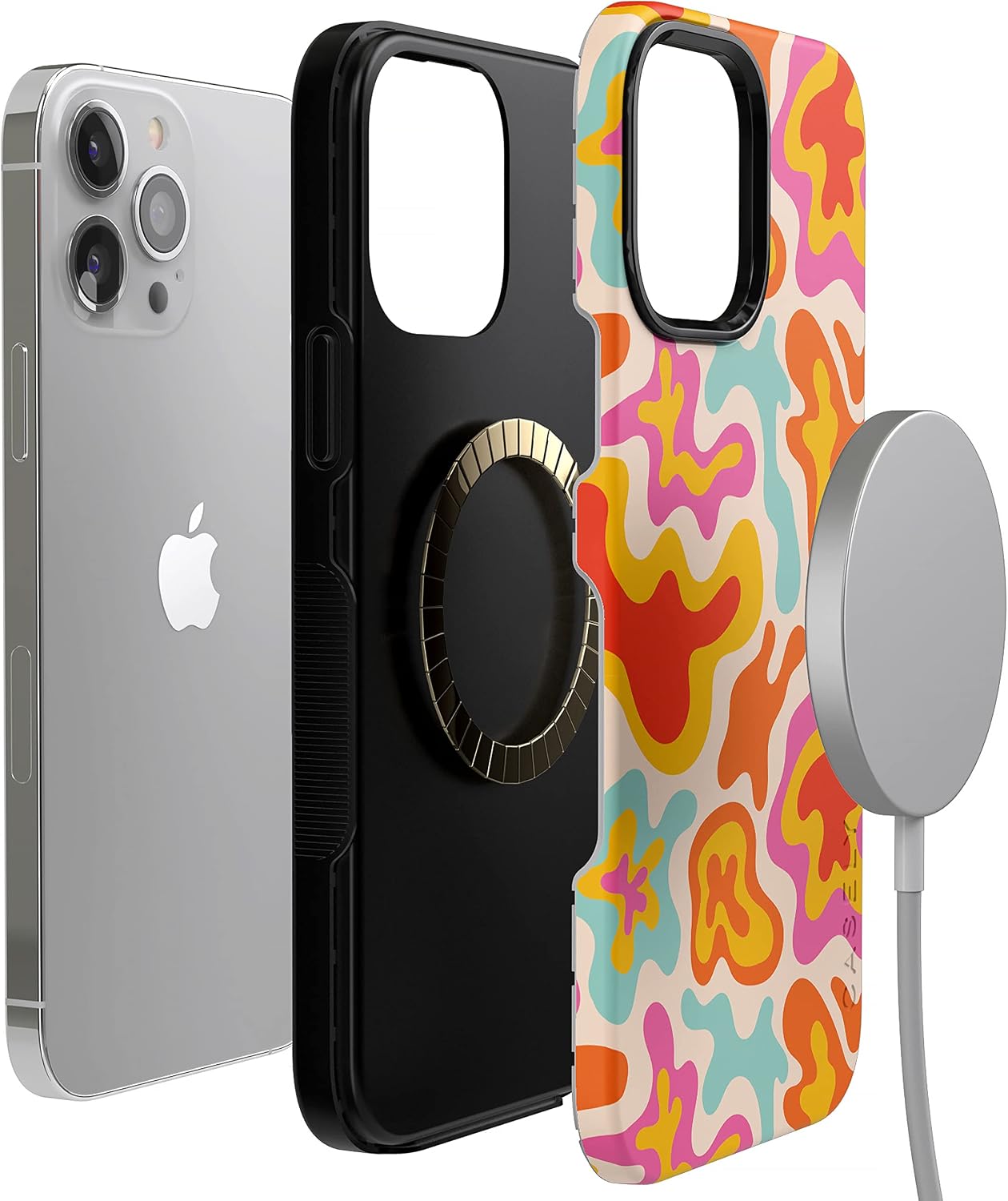 Casely iPhone 13 Pro Max Case | Tropical Color Splash | Abstract Retro | Bold Protective Design | Compatible with MagSafe
