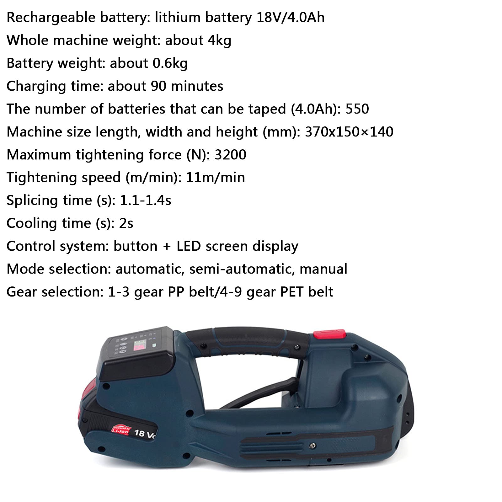 Reggiatrice Elettrica Pressa Balle Elettrica Portatile 3200N Reggiatrice Automatica Alimentata a Batteria 4000mAh per Cinghie in PP/Cinghie in Acciaio Plastica Pet (Verde Scuro)