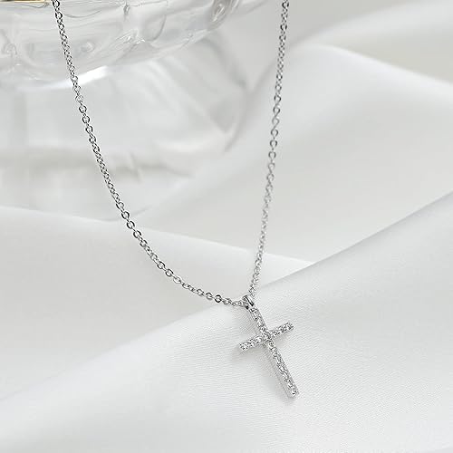 Miniatura 5 de Pencros Collar de cruz simple de oro de 18 quilates con colgante de fe de crucifijo chapado en oro de 18 quilates, collar pequeño para mujer