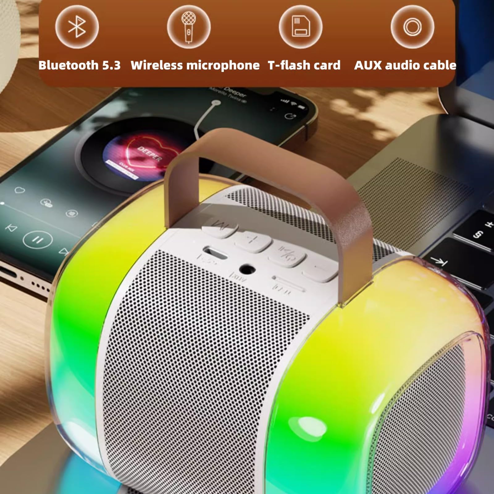 Maszyna do karaoke dla chłopców i dziewcząt z 2 mikrofonami, przenośny głośnik Bluetooth z bezprzewodowymi mikrofonami, zabawki do karaoke ze światłami LED i efektami zmiany głosu, domowe przyjęcie