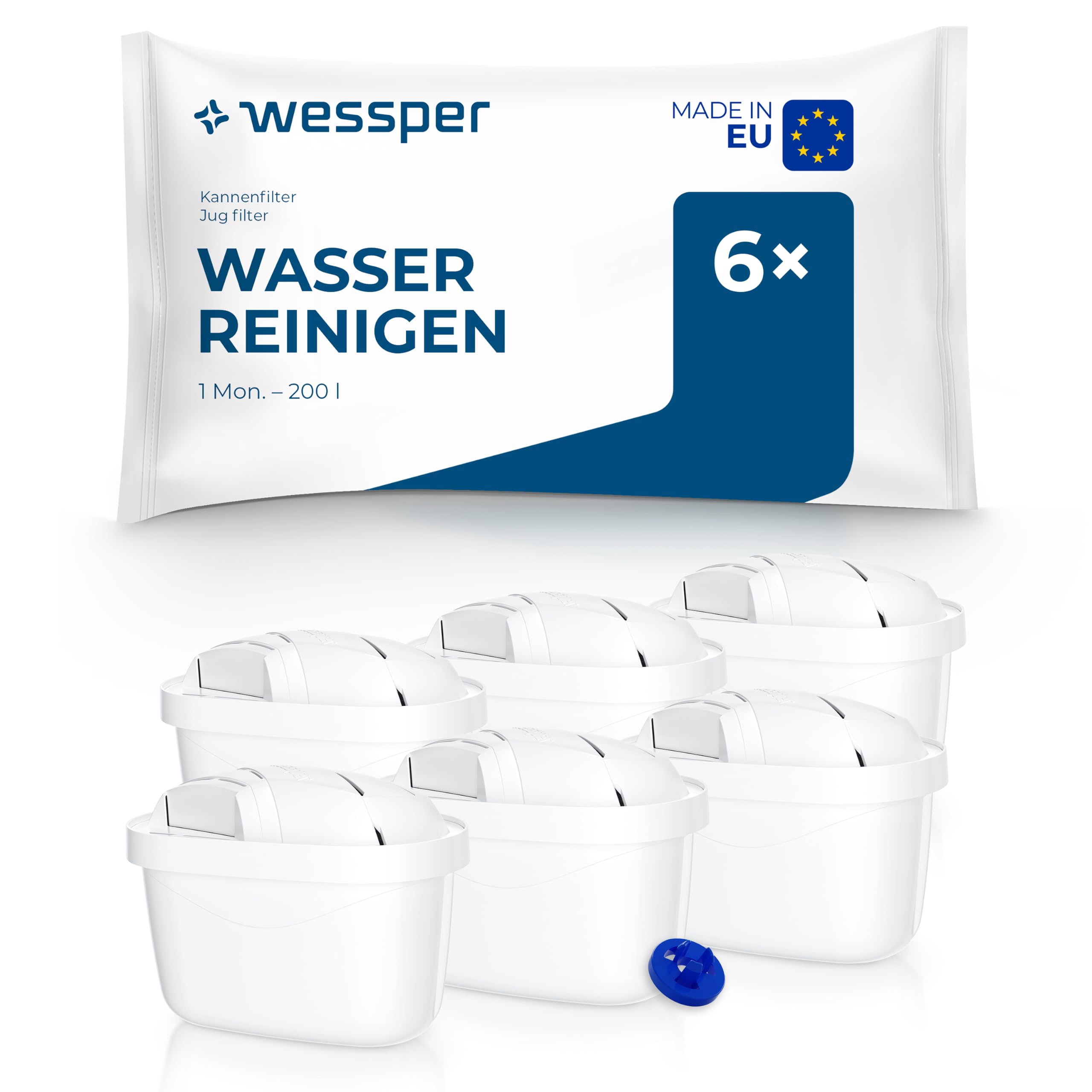 Wessper wasserfilter kartuschen, zusätzlicher PIN für Brita kanne 6 Stück