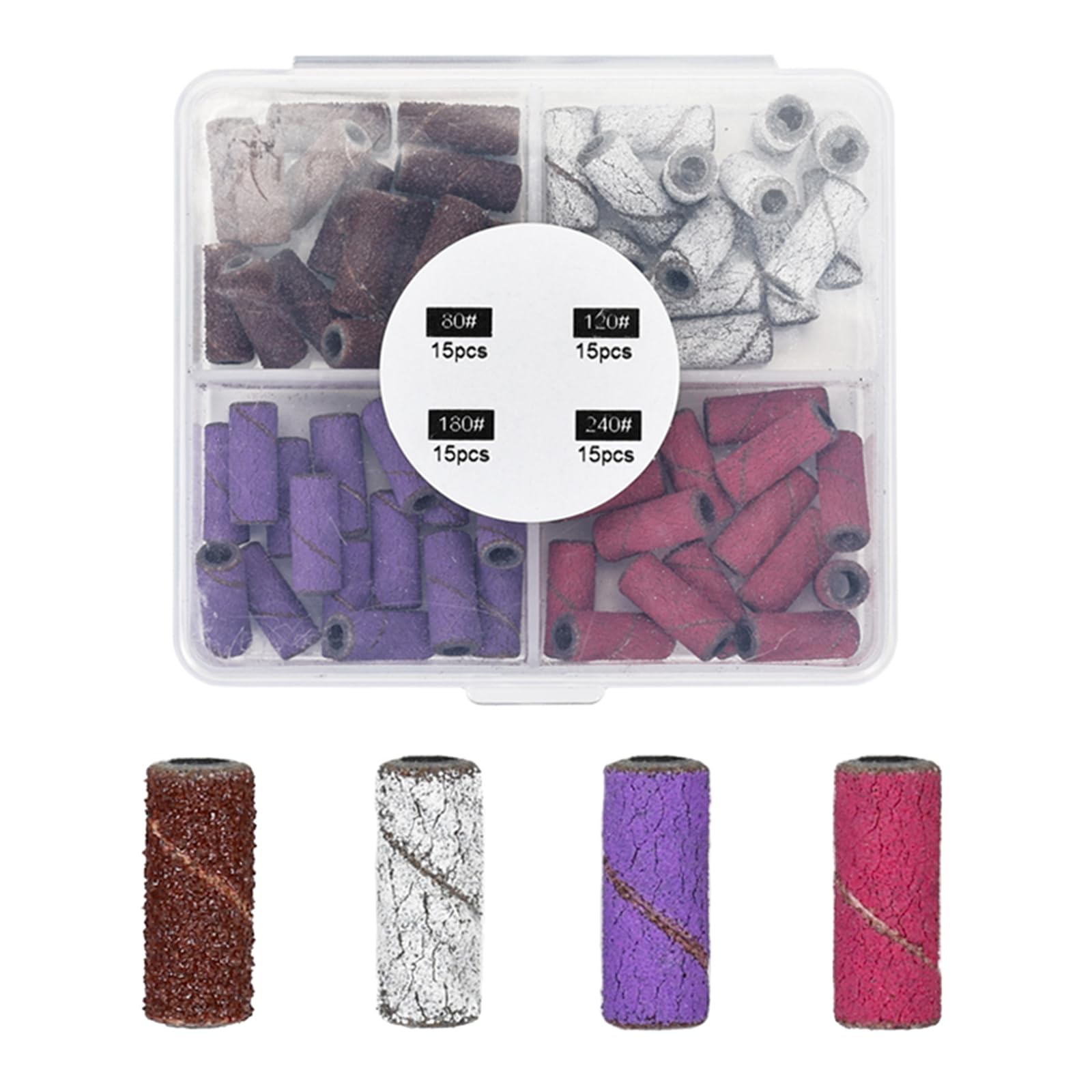 Sxett 80/120/150/180/240Grit Nail Sanding Bands for Nail Drill Fine Grit Nail Sanding Bands Nail Drill Sanding Bit Manicure Nail Drill Bit Nail Salon
