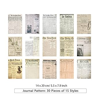 itechpanda 240 Pieces 5 Sets Vintage Scrapbook Paper: Retro