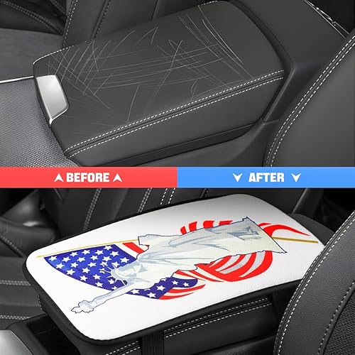 Miniatura 9 de Almohadilla de consola central de bandera estadounidense funda de asiento para reposabrazos de automóvil para mujeres y hombres almohadilla