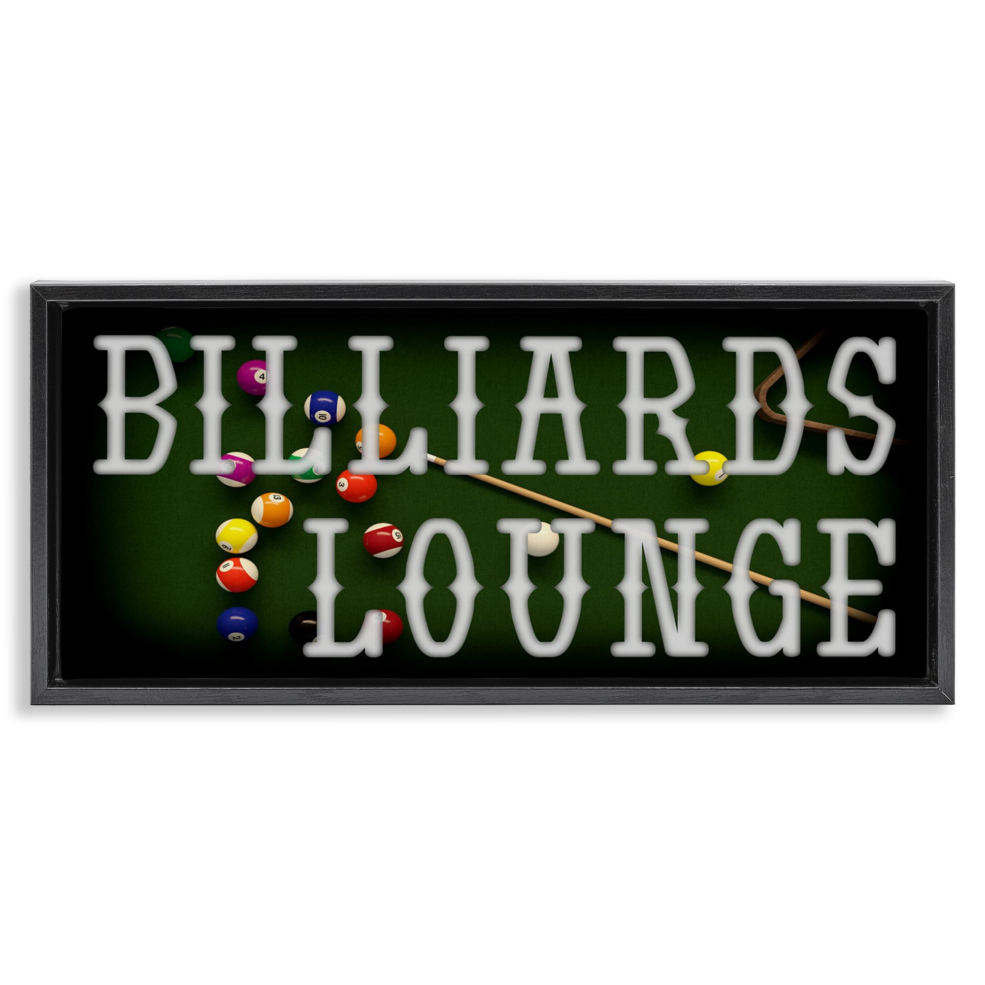 Stupell Industries Jet Black (Matte) 'Billiards Lounge Recreation', Floating Frame Canvas Art, Black, 25 X 11 Inches, Easy To Hang And Sturdy, Made In Usa, By Marcus Prime