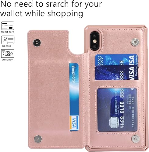 Miniatura 3 de Cavor Funda para iPhone Xs Max con tarjetero, funda tipo cartera con tarjetero y tarjetero para iPhone Xs Max, funda de piel sintética con ranuras