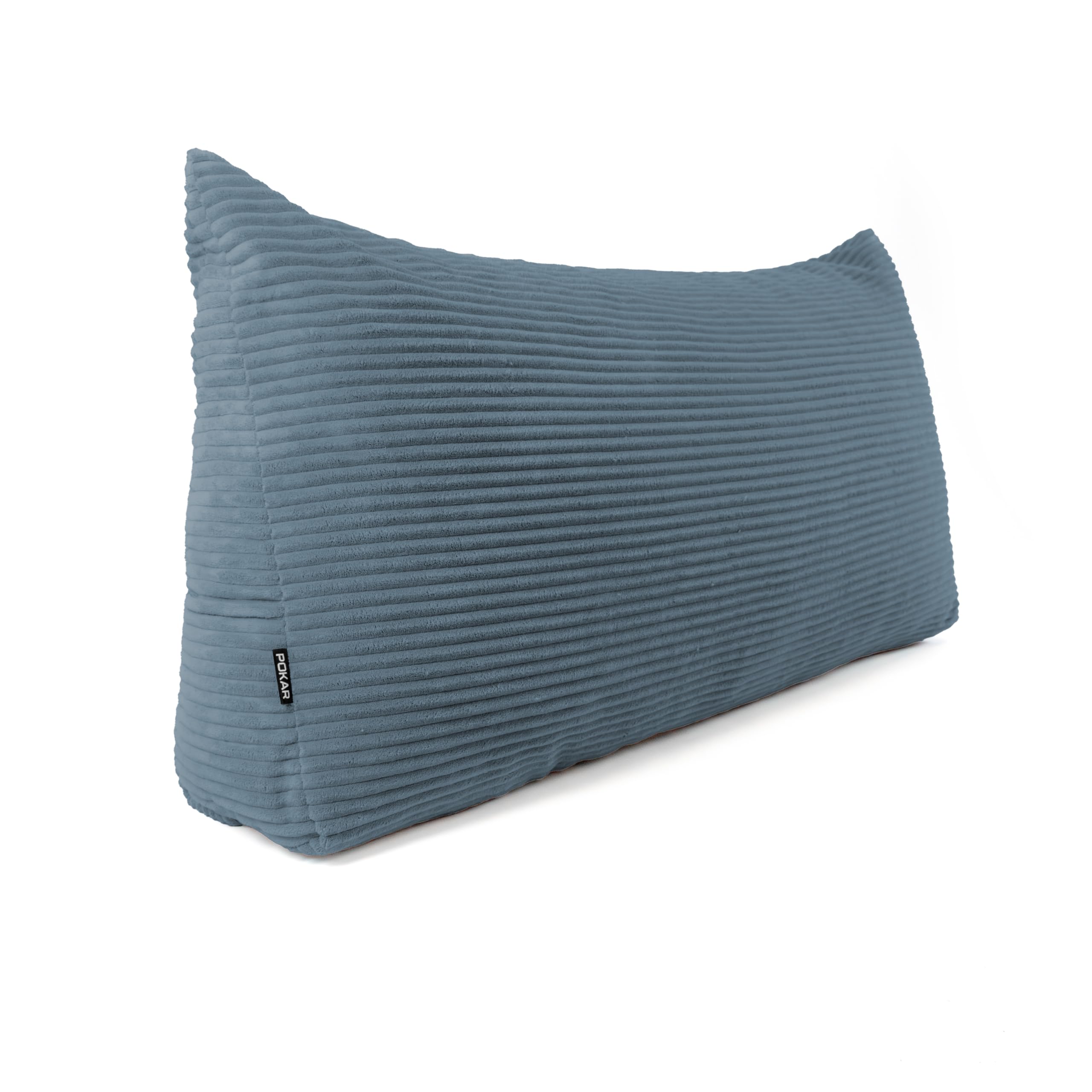 POKAR Wedge Pillow 140x50x20 cm | Reading Pillow with Back Support for Sofa and Bed | Large Backrest Cushion with Side Pockets | Headboard Triangular Cushion | Oeko Tex 100 Certified | Blue