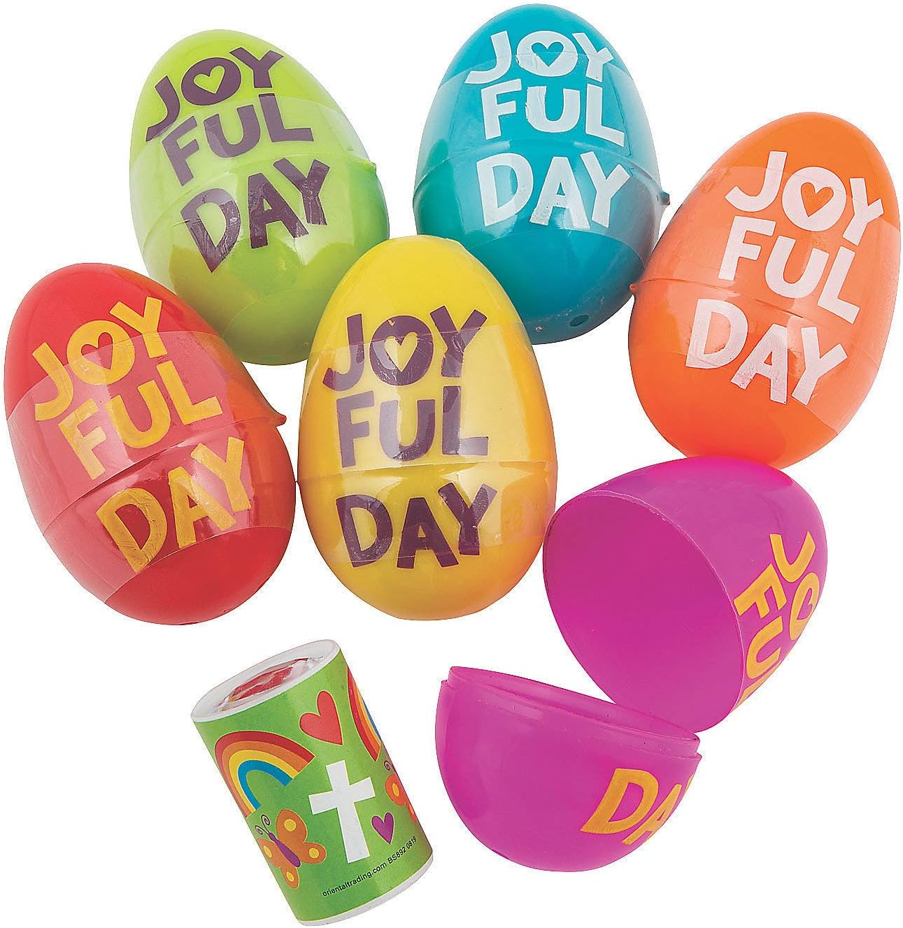 Fun Express Jumbo He Lives Prism Pre Filled Easter Eggs (Set of 24) Party Supplies
