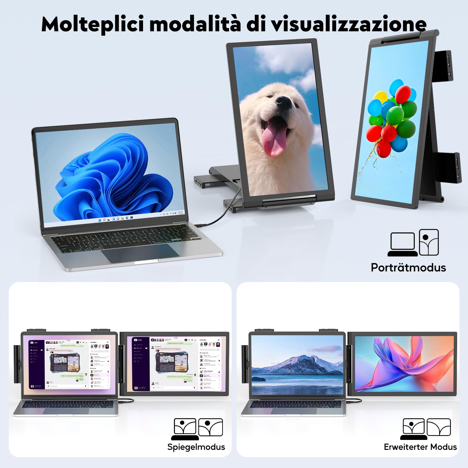 MAGICRAVEN Monitor portatile esterno per laptop-14 FHD-estensione schermo per portatile 1080P IPS HDMI/USB-C/A -doppio Schermo Aggiuntivo for 14"-16" Laptop Windows Mac
