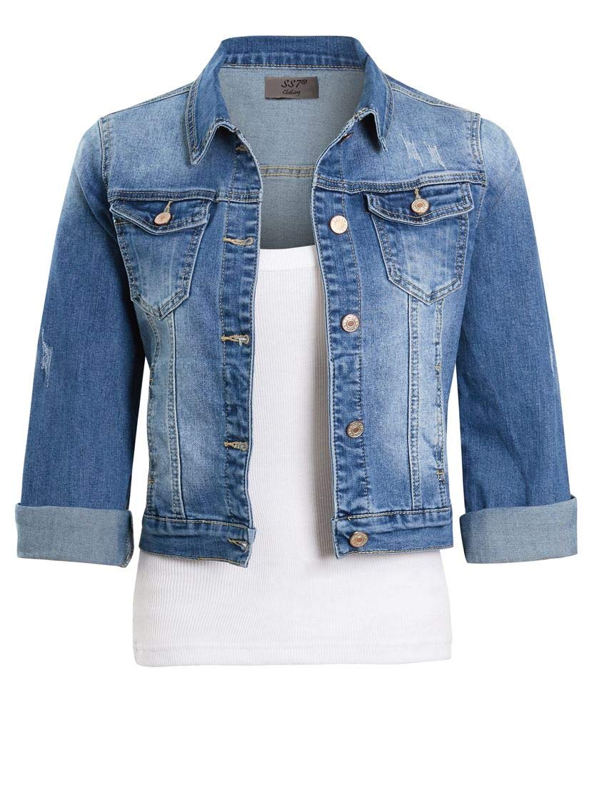 Ss7 Women's Denim Blue Stretch Denim Jacket