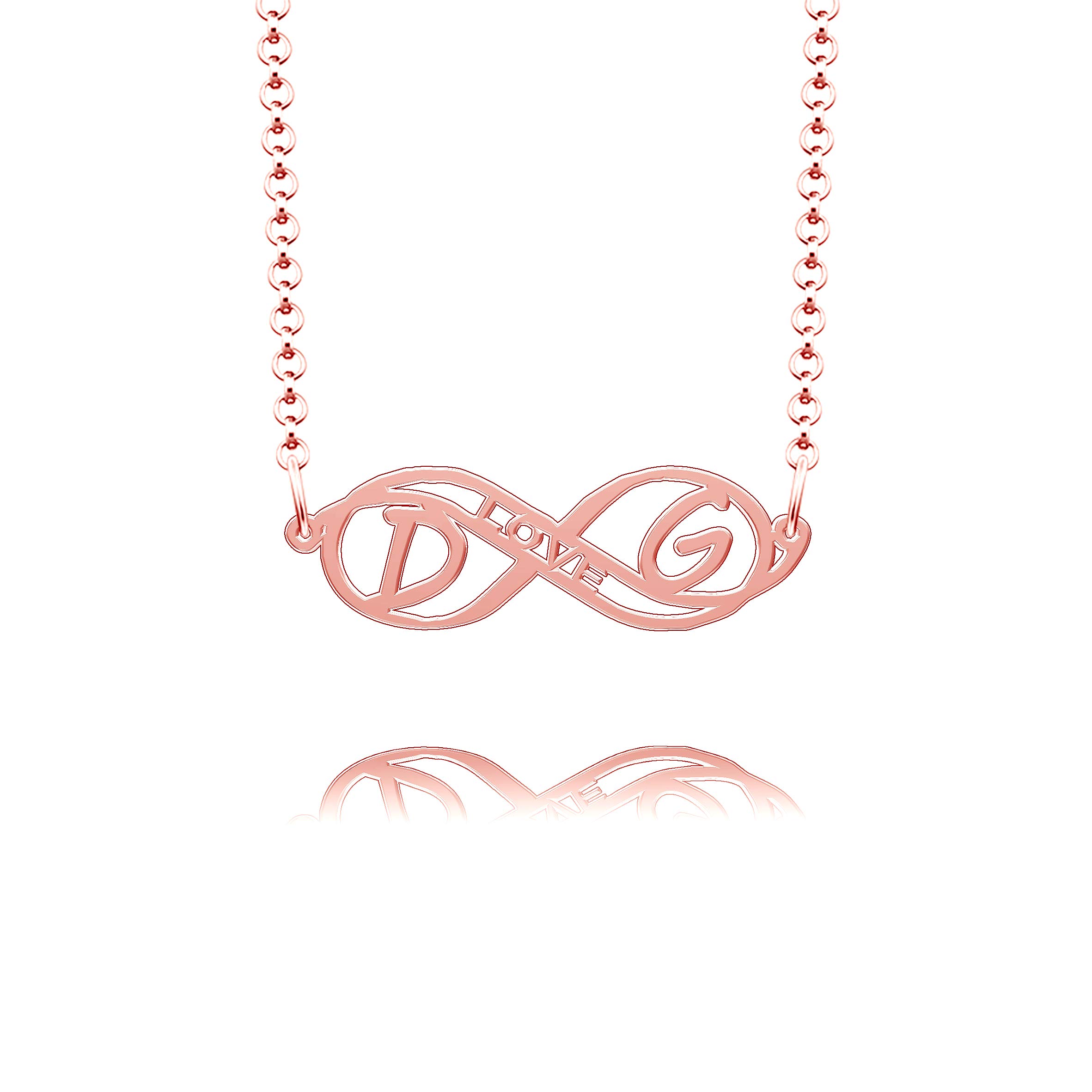 Sterling Silver Love Heart Infinity Initial Monogram Personalized Name Necklace Valentines Gift