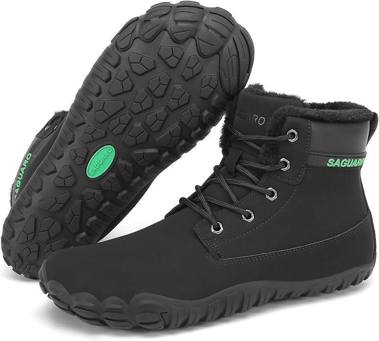 SAGUARO Zapatillas Barefoot Invierno Hombre Botas de Nieve Antideslizante Impermeables con Forradas Caliente Botines Ligeras Minimalistas, Negro, 43 EU : Amazon.es: Moda