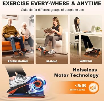 Under Desk Elliptical Machine for Seniors Compact, Quiet & Portable Mini Leg Pedal Exerciser with Adjustable Speed and LED Display for Home and Office Workouts