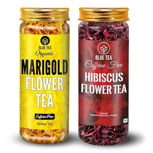 Miniatura 1 de BLUE TEA - Té de caléndula (0.88 onzas) + té de flor de hibisco (1.76 onzas)  Té calmante  Té de hierbas - Sin cafeína - Sin gluten - Sin OMG -