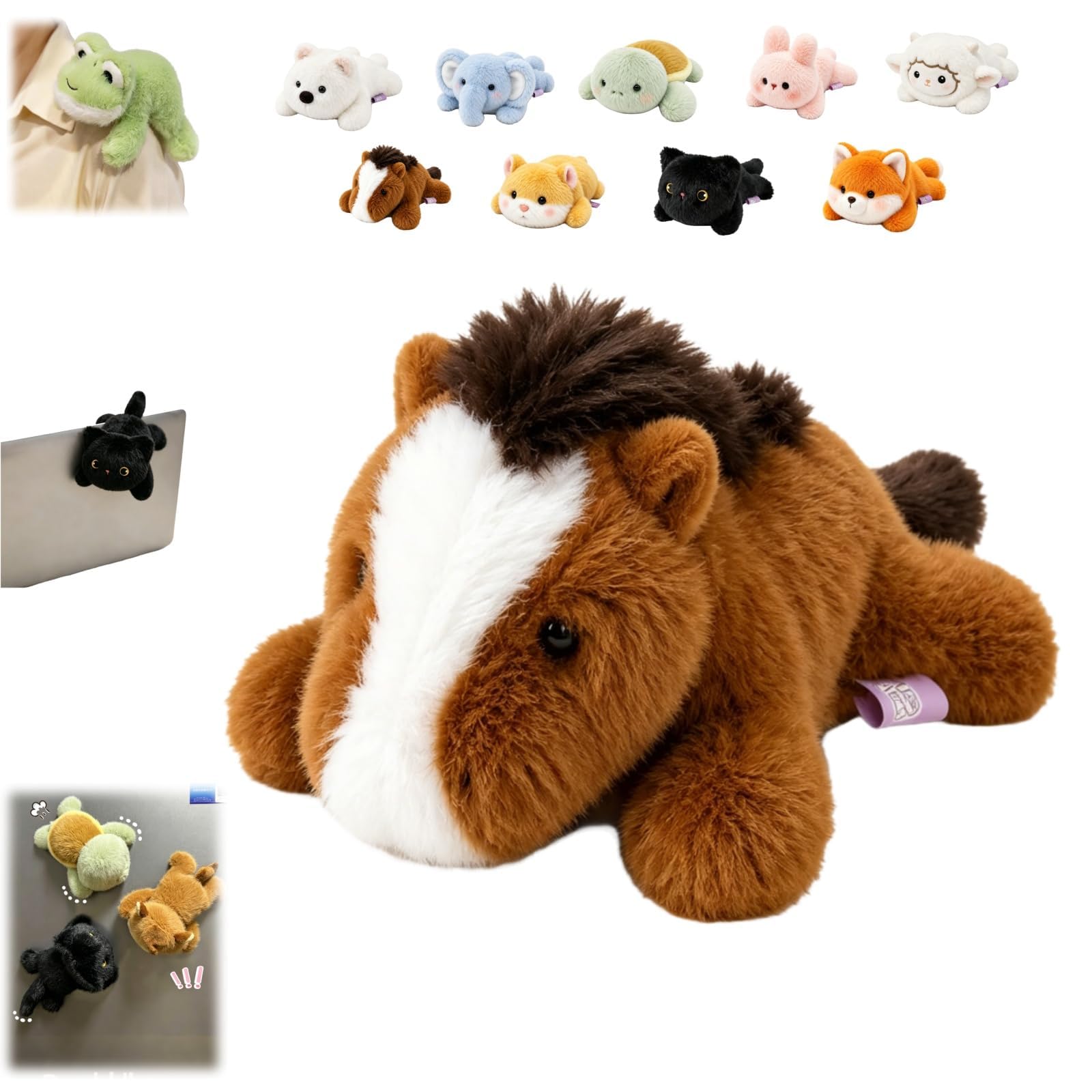 HFDHD Magnetic Plush Cat Car Decor,Kawaii Stuffed Animal Ornament for Car Exterior,Cute Magnetic Decoration Rearview Mirror & Metal Surfaces,Funny Animal Lover Gift (G)