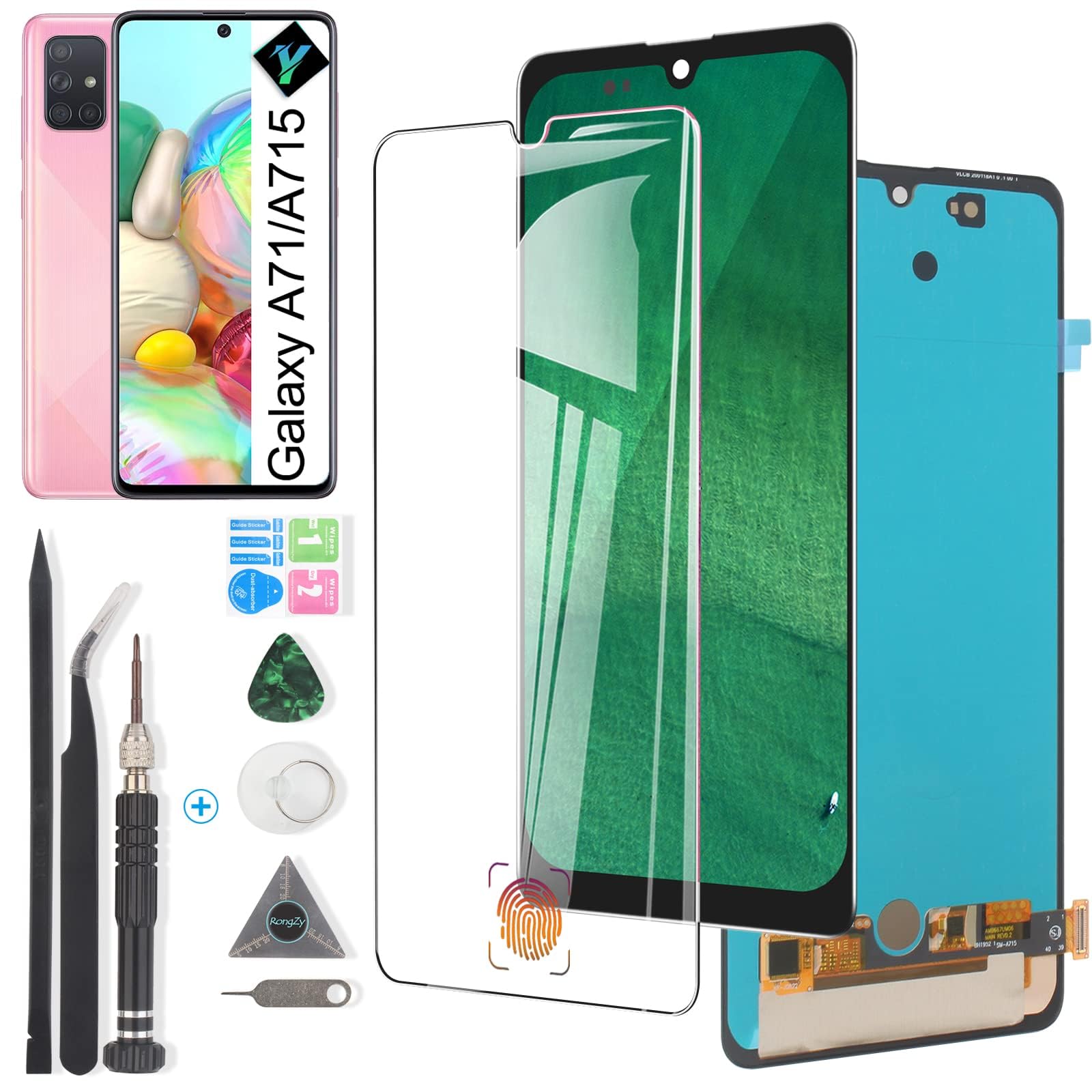 OLED Screen for Samsung Galaxy A71 Screen Replacement for Samsung A71 A715 A715F SM-A715F/DS SM-A715F/DSN A715FD LCD Display with Touch Screen Digitizer Assembly with Fingerprint Sensor 6.7"(Black)
