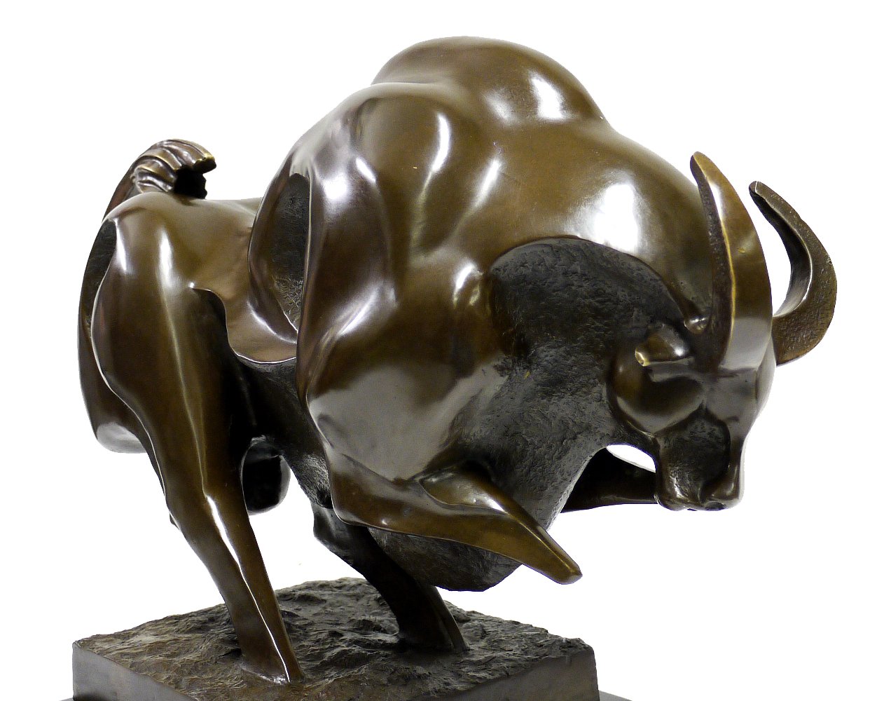 Statuetta in bronzo XXL – Toro potente – firmata da Milo – enorme scultura in bronzo su base in marmo – Arte moderna – Marrone