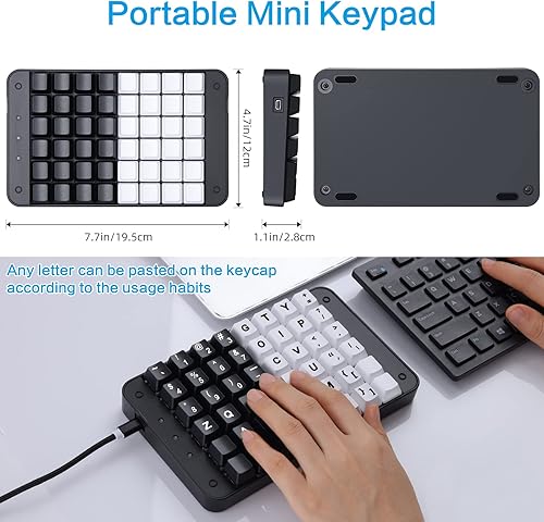 Miniatura 6 de Koolertron Teclado mecánico para juegos con una sola mano, 48 teclas totalmente programable Mini teclado macro USB con interruptor rojo, para