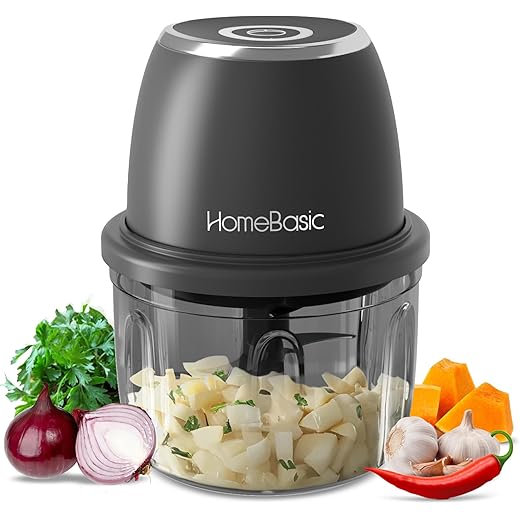 HOMEBASIC 350ml Rechargeable Electric Chopper | 6 Stainless Steel Blades | One-Touch Operation | Compact Mini Food Processor for Onion, Garlic, Ginger, Vegetables, Meat, Nuts | USB Charging?
