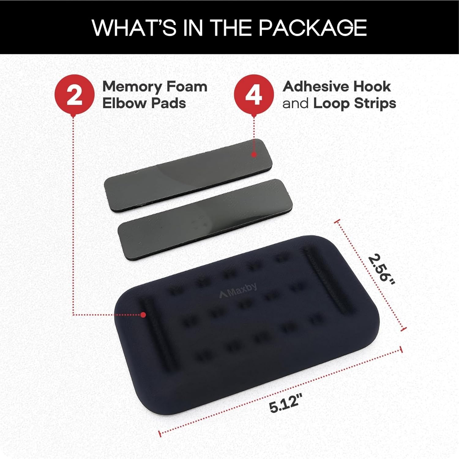 Car Knee Pad Cushions for Center Console & Door Panel, Memory Foam 2-Pack | High-density memory foam cushions hard console and door panels; adhesive hook-and-loop strips keep pads securely in place.
