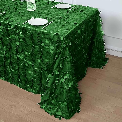 Miniatura 9 de Efavormart - Mantel rectangular de tafetán de pétalos de hojas de 90 x 132 pulgadas, mantel decorativo con volantes de hojas en 3D para fiestas en