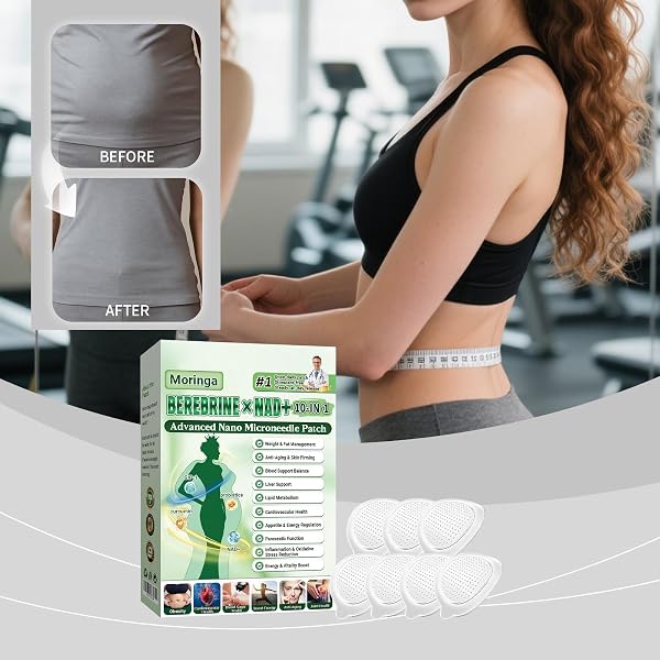 6 Cajas Moringa x Berberine Patch 10 en 1, Parche Avanzado de Nano Microagujas, Ingredientes Naturales, Parche de Metabalance Profesional, Fácil de Aplicar, para Hombres y Mujeres (6 Cajas) - 3