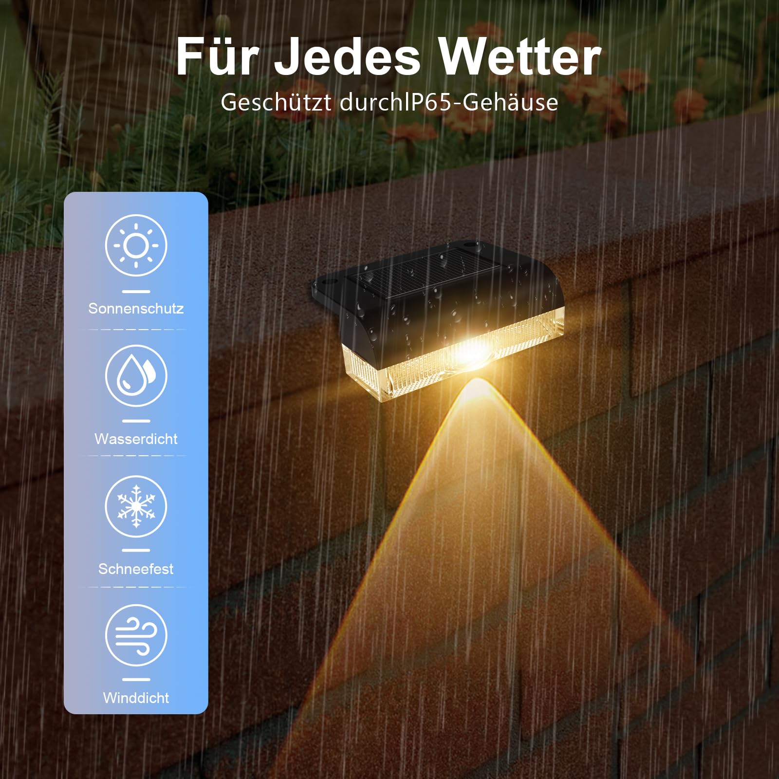 AGOTD Lampada Solare da Esterno a Parete, Lampade Solari per Recinzione Esterna IP65, Luce da Giardino Decorativa Bianco Caldo 3000K, Applique LED Solare per Balcone Terrazzo Giardino, 12 Pezzi