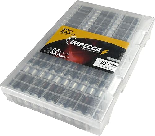 Miniatura 9 de Impecca - Pilas alcalinas AA-20 AAA-8 C-5 D-5 9 Volt-2 con caja de almacenamiento de batería dura  39 baterías paquete variado