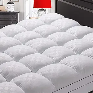 Mattress Topper Twin,Extra Thick Mattress Pad Cover for Back Pain,Cooling Mattress Protector with 8-21 Inch Deep Pocket,Overfilled Down Alternative Filling,White