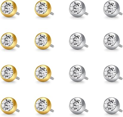 VCMART 16g 3mm Replacement Balls for Piercing Internally Threaded Body Jewelry Piercing Barbell Parts for Nose Septum Lip Eyebrow Labret Cartilage Helix Conch Tragus Daith Piercing Jewelry