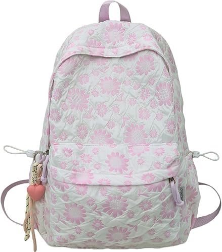 Teclado Mochila Kawaii con bonitos accesorios, bolsas casuales de nailon con colgantes, bolsa ligera para laptop, mochilas de viaje (morado)
