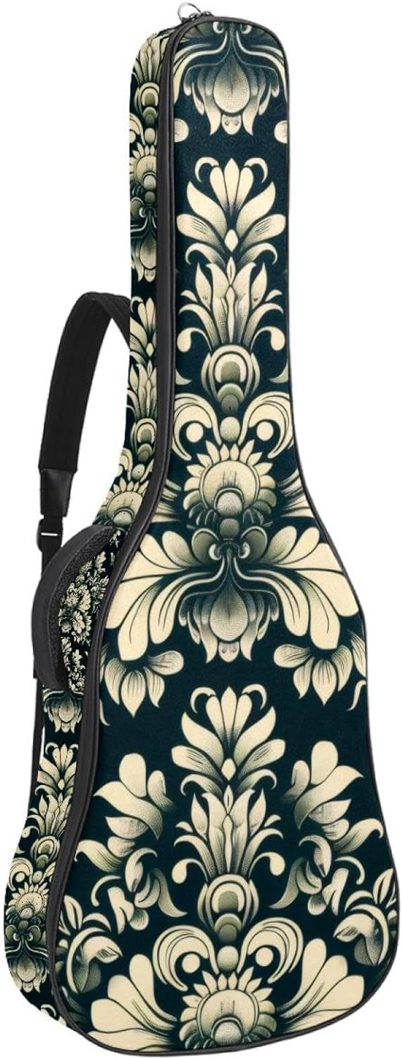 Acoustic Guitar Bag 0.4 Inch Thick Padding Waterproof Guitar Case Gig Bag for 40 41 42 Inch Electric Bass Classical Guitar, Seamless Pattern