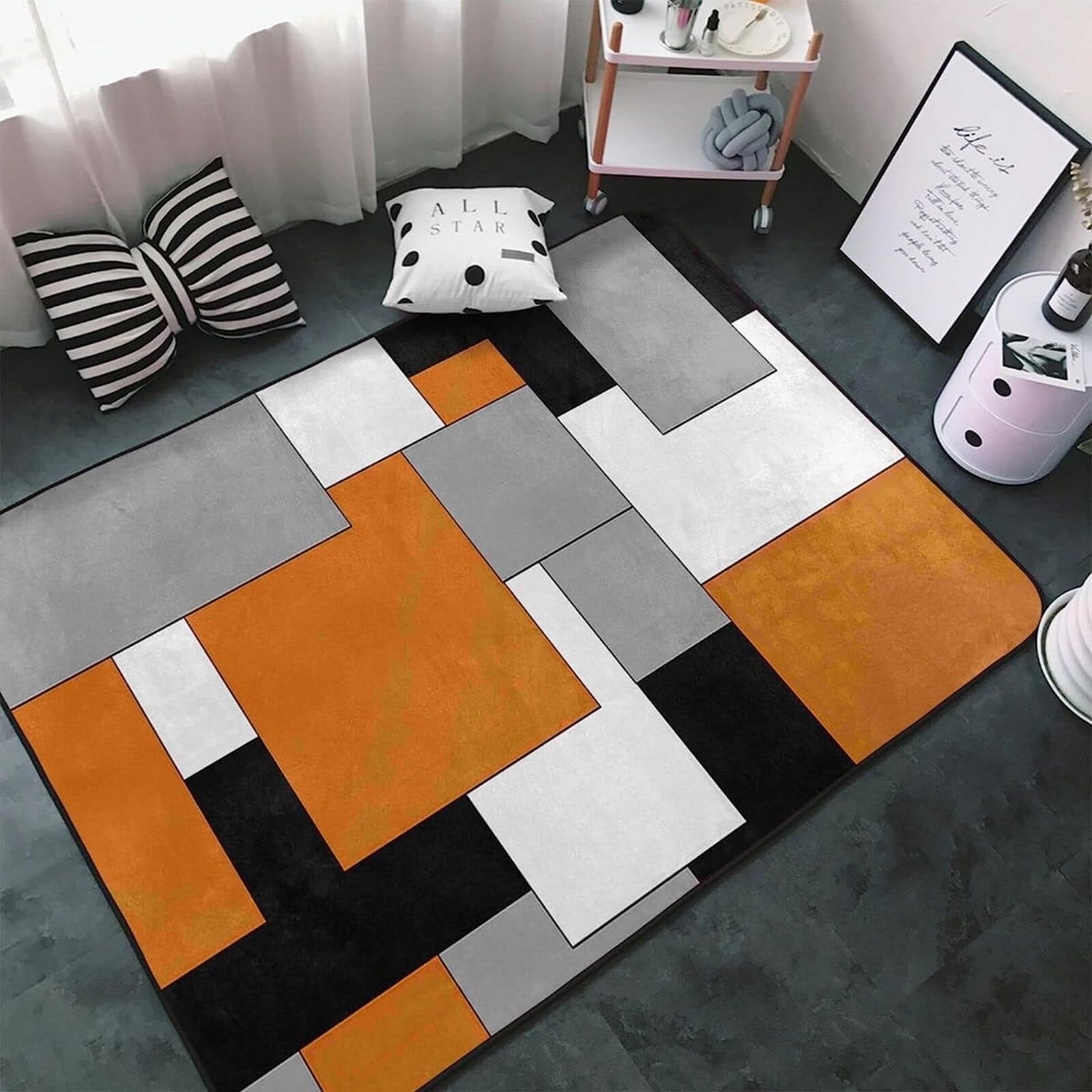 Tapis de chaise lavable antidérapant 120x160 cm avec protection de sol 3D carre