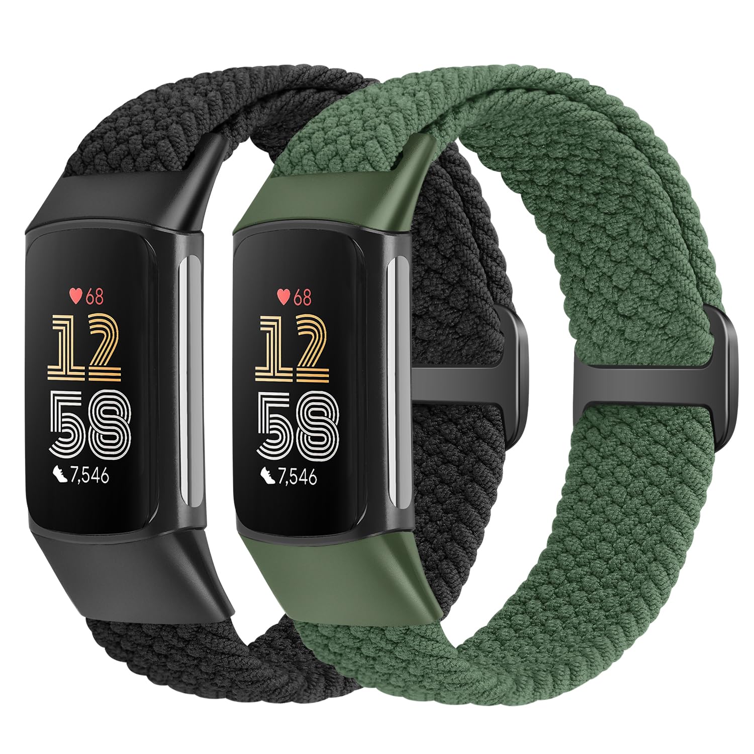 Yunshare Elastische Geflochtene Armband Nur Kompatibel mit Fitbit Charge 6/Fitbit Charge 5, Verstellbare Solo Loop Dehnbares Nylon Gewebe Ersatzarmbänder für Fitbit Charge 6/Charge 5 Damen Herren
