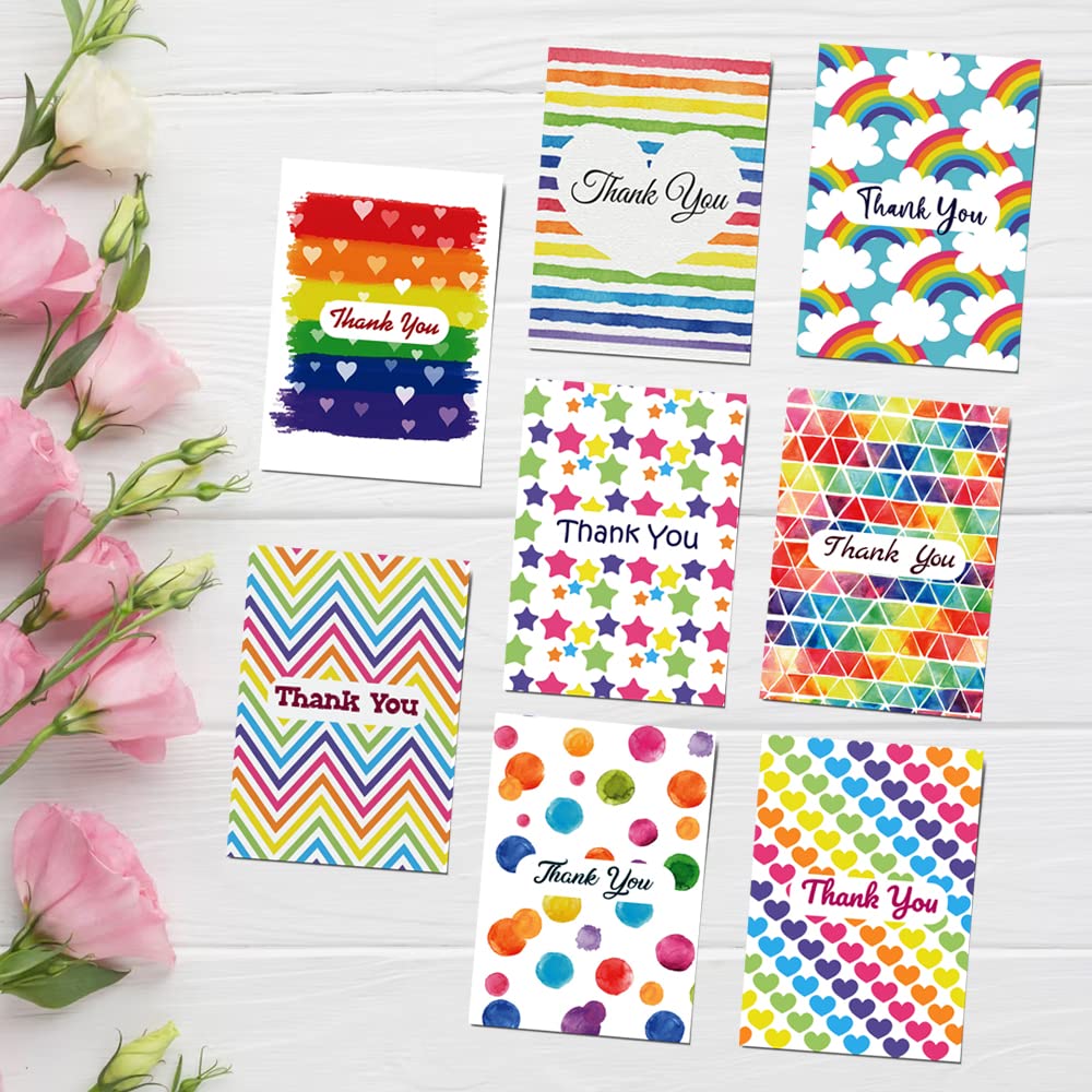 Papa Prints Pack of 12 Rainbow Thank You Cards Multipack with Envelopes (105 x 149 mm) Greeting Cards Thank You Notes for Kids Birthdays - Image 3